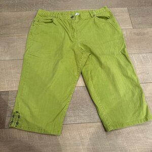 BRIELLE BLVD WOMENS SIZE 14 GREEN CROPPED PANTS